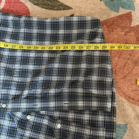 LL Bean Men’s XL Wrinkle Free Traditional Fit Blue Green Plaid Button Down - Picture 7 of 7
